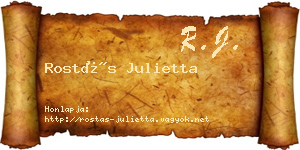 Rostás Julietta névjegykártya